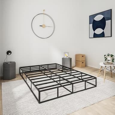 Qingzhou Box Spring for Queen Bed Bases, 9 Inch High Metal Queen Box Spring Only, Heavy Duty Mattress Foundation with Fabric Cover, Easy Assembly, Quiet Noise Free, Non Slip, Black - Image 6