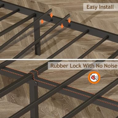 Furnulem Queen Bed Frame with Charging Station and LED Lights,Industrial Platform Beds Queen Size with Storage Headboard,USB Port,Rustic Wood and Strong Metal Support,No Box Spring Needed, Noise Free - Image 5