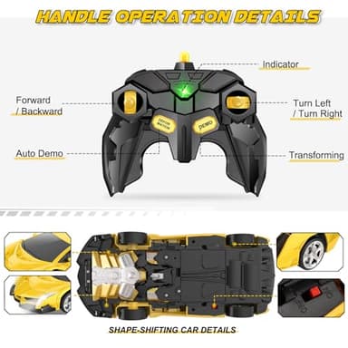 Britik Transform Remote Control Car Toy for Kids 4 5 6 7 8, Remote Control Car for Boys 4-7, Transform Cars for Boys 4-6, Toy Car 5 Year Old Boy, Toys for 3 4 5 6 7 8 9 10 11 12 Years Old Boy - Image 8