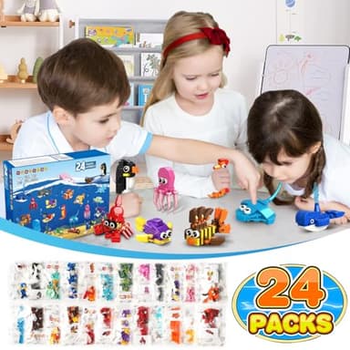 HOGOKIDS 24 Pack Party Favors for Kids Building Set - 629PCS Marine Animals Building Blocks Toy for Goodie Bag Stuffers Classroom Prizes, Valentines Day Easter Birthday Gift for Boys Girls Ages 6-12 - Image 3