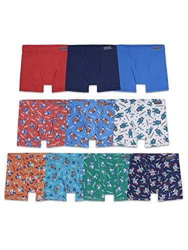 Fruit of the Loom Boys' and Toddler Boxer Briefs, Tag Free & Breathable Underwear, Assorted Color Multipacks, 10 Pack-Covered Waist - Image 1