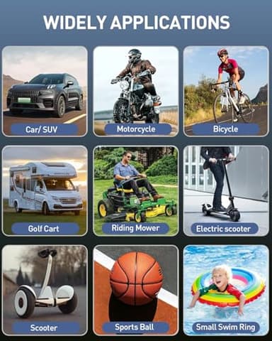 Tire Inflator Portable Air Compressor - 10000mAh Cordless Air Pump for Car Tires, 150 PSI Electric Bike Tire Pump with LED Light and Digital Pressure Gauge for Motorcycle, Auto, Ball, Bicycle (Art) - Image 3