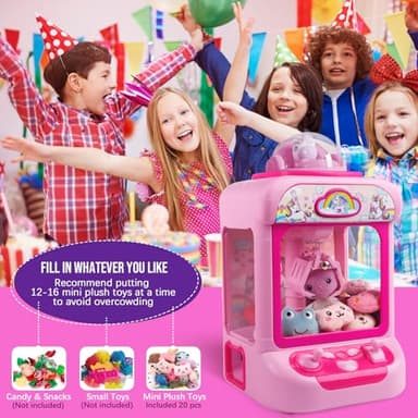 TingingYuli Claw Machine for Kids,Unicorn Mini Vending Machines Candy Grabber Prize Dispenser Toys for Girls,Electronic Arcade Game with 20 Mini Plush Toys for Christmas Easter Birthday Gifts - Image 4