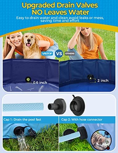 VISTOP Jumbo Foldable Dog Pool, Hard Plastic Shell Portable Swimming Pool for Dogs Cats and Kids Pet Puppy Bathing Tub Collapsible Kiddie Pool (87inch.D x 15.7inch.H, Blue) - Image 5