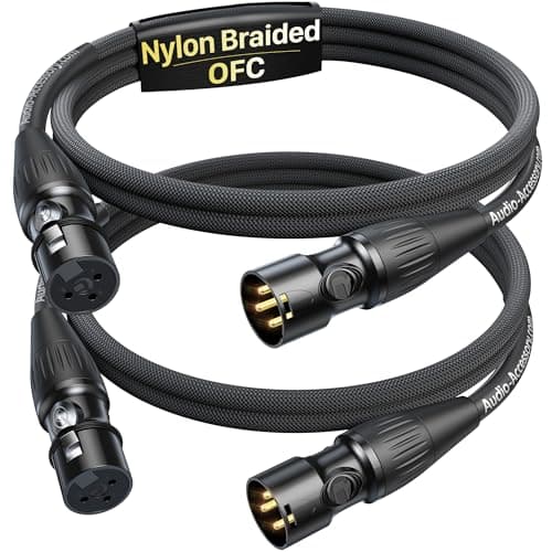 Short XLR Cables 3.3ft 2 Pack, Gold Plated 3-Pin Connectors from Rean-Neutrik SubBrand. Kevlar-Reinforced Nylon Braided & OFC Shielded XLR Male to Female BalancedMicrophone Cord for Shure, Focusrite - Image 1