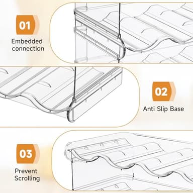 spospo Stackable Water Bottle Organizer, Large Compartment Water Bottle Holder, 4 Tier Clear Water Bottle Organizer for Cabinet, Bottle Rack for Kitchen Organization and Storage - Hold 16 Bottles - Image 5