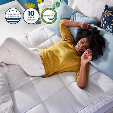 Sleep Innovations Dual Layer 4 Inch Memory Foam Mattress Topper, California King Size, Medium Support, 2 Inch Cooling Gel Memory Foam Plus 2 Inch Pillow Top Cover - Image 7