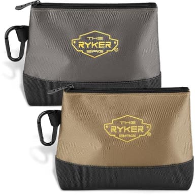 The Ryker Bag Canvas Zipper Tool Pouch (2-Set): Small Utility Tool Pouch Bag w/Hard Bottom. Small Waterproof Tool Bag Organizer w/carabiners, Khaki + Gray - Image 8