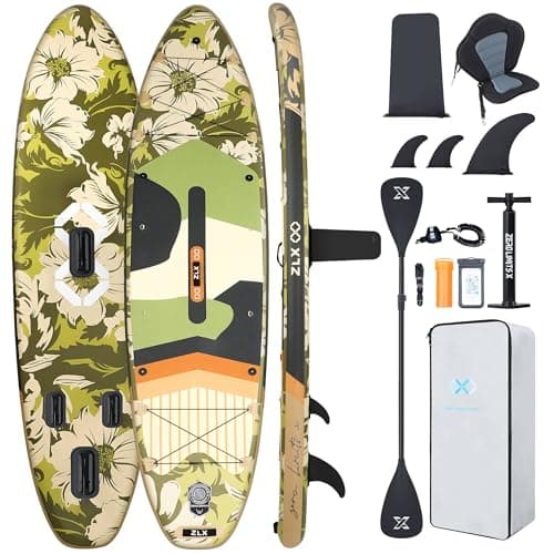 ZLX 11'6" Extra Wide Inflatable Stand Up Paddle Board SUP | Stable Non-Slip Deck Pad, Unique Fin System and Premium iSUP Accessories - Portable Backpack & Upgraded Pump for Adults, All Skill Levels - Image 1