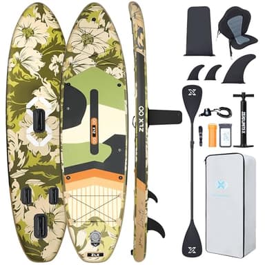ZLX 11'6" Extra Wide Inflatable Stand Up Paddle Board SUP | Stable Non-Slip Deck Pad, Unique Fin System and Premium iSUP Accessories - Portable Backpack & Upgraded Pump for Adults, All Skill Levels - Image 1