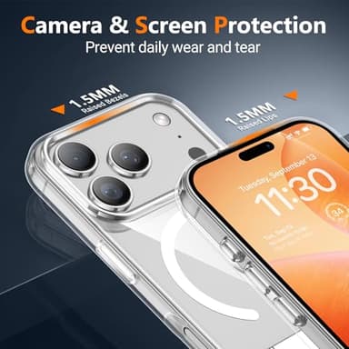 SPIDERCASE Magnetic for iPhone 17 Pro Max Case,with [3 Stand Ways] [Military Grade Drop Protection] with Invisible Stand Shockproof Slim Case for iPhone 17 Pro Max 6.9",Clear - Image 6