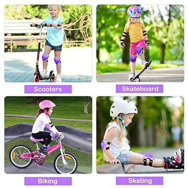 FIODAY Knee Pads for Kids Protective Gear Set Adjustable Kids Knee Pads and Elbow Pads with Wrist Guard for Girls Roller Skates Cycling Bike Skateboard Scooter Knee Pads, 3-8 Years,Rainbow Unicorn - Image 6