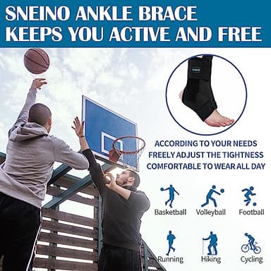 SNEINO Ankle Brace for Women & Men - Ankle Support Brace for Sprained Ankle, Ankle Stabilizer for Achilles, Tendon, Sprain, Injury Recovery, Lace up Ankle wrap for Running, Basketball, Volleyball (Medium) - Image 4