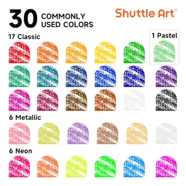 Shuttle Art Tempera Paint Sticks - 30 Solid Colours - Quick Drying - Works Great on Paper, Wood, Glass, Ceramic, Canvas - Image 2