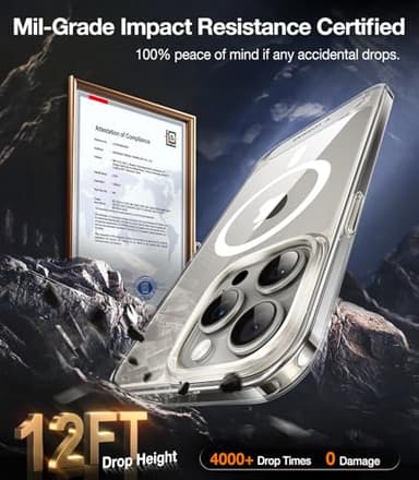 TORRAS Upgraded Magnetic & Stand for iPhone 15 Pro Case [Military Grade Drop Tested] [Compatible with MagSafe] Slim Thin Light Frosted Case for iPhone 15 Pro Phone Case Professional (6.1"), Clear - Image 3