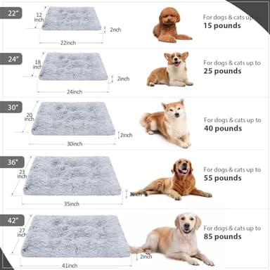 Vonabem Large Dog Bed Crate Pad 36 inch, Washable Pet Beds Medium Small Sized Dogs, Deluxe Plush Anti-Slip Puppy Mats for Sleeping, Soft Kennel Pads 35 * 23 inch Grey - Image 6