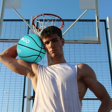 PECOGO Weighted Training Basketball 29.5" 2.2/3/3.3LBS Heavy Training Indoor Outdoor Basket Ball Hygroscopic Leather for Improving Handling Dribbling Passing and Rebounding Skill(Blue) (3 LBS) - Image 4