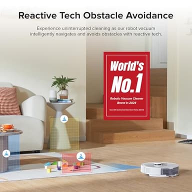 roborock Q8 Max+ Robot Vacuum and Mop, Self-Emptying, Hands-Free Cleaning for up to 7 Weeks, Reactive Tech Obstacle Avoidance, 5500 Pa Suction, DuoRoller Brush, APP-Controlled Mopping, White - Image 3