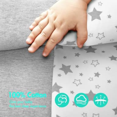 ANYEDDE 2-Pack Baby Transitional Swaddle Sleep Sack - Arms Up Transitional Swaddles with Removable Cuffs & 2-Way Zipper, Gray Stars Design, Breathable Cotton Sleep Sack (6-9 Month) - Image 7