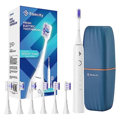 Etekcity Unisex Electric Toothbrush for Adults and Kids, Corded, White, 5 Modes, 2-Minute Timer, 3-Hour Battery Life, Travel Case - Image 1