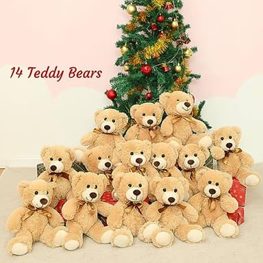 MorisMos 14Pcs Teddy Bears Bulk Baby Shower, 14inch Cute Teddy Bear Stuffed Animal Plush, Small Stuffed Bears on Centerpiece Baby Shower, Kids Party Favors, Brown - Image 4