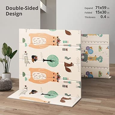 UANLAUO Foldable Baby Play Mat, Extra Large Waterproof Activity Playmats for Babies,Toddlers, Infants, Play & Tummy Time, Foam Baby Mat for Floor with Travel Bag (Bear(71x59x0.4inch)) - Image 5
