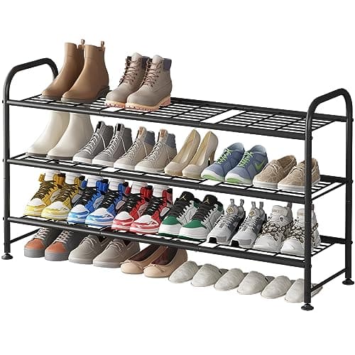 LINZINAR Shoe Rack 3 Tier Long Metal Shoe Organizer for Closet Entryway Black - Image 1