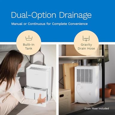 hOmeLabs 25 Pint Wi-Fi Dehumidifier for up to 3,500 Sq Ft Rooms (MAX 64 Pint at 95°F, 90% RH) – High-Efficiency Moisture Removal for Medium to Large Spaces with Auto Shut-Off and Quiet Operation - Image 3