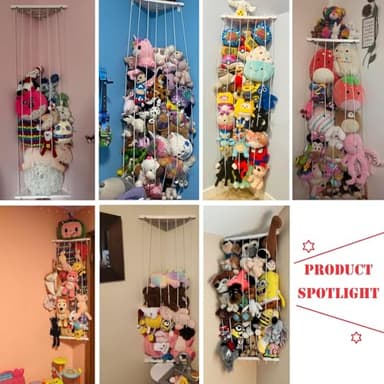 Stuffed Animal Storage Toy Organizer(Patented) - Corner Stuffed Animal Holder Length Adjustable - Wall Hanging Stuffed Animal Net Plush Storage for Nursery Playroom Bedroom Kids Room Decor(White) - Image 7