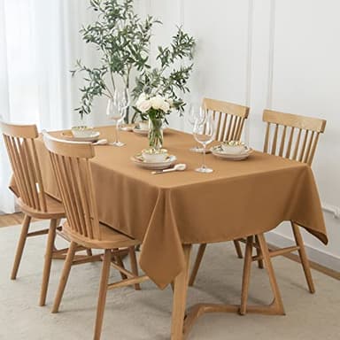 maxmill Fall Tablecloth Waterproof Spillproof Wrinkle Resistant Soft Textured Table Cloth for Harvest Thanksgiving Dinner and Party Indoor and Outdoor Use, Square 60 x 60 Inch, Amber Bronze - Image 2