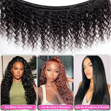 LUXEDIVA 12A Deep Wave Bundles Human Hair 16 18 20 Inchs Human Hair Bundle 100% Unprocessed Brazilian Curly Wet Wavy Texture 3 Bundles Deep Wave Natural Black - Image 7
