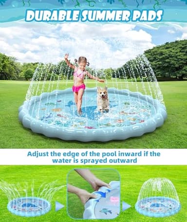 EPN Splash Pad, Extra Large Sprinkler Play Mat Fun for Kids, Thicker Summer Outdoor Water Toys Toddler Pool for 3-12 Years Old Children Boys & Girls (102.3") - Image 5