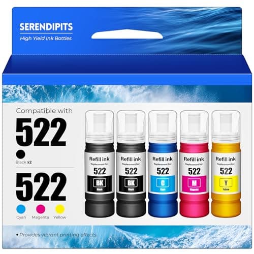522 Ink Refill Bottles ET-2800 ET-2400 ET-4800 Replacement for 522 Ink Refill Bottles Fit for 522 Ink for 2800 4800 2400 ET-2803 ET-2720 ET-2840 ET4700 ET4810 ET2800 ET4800 2803 4800 Printer - Image 1