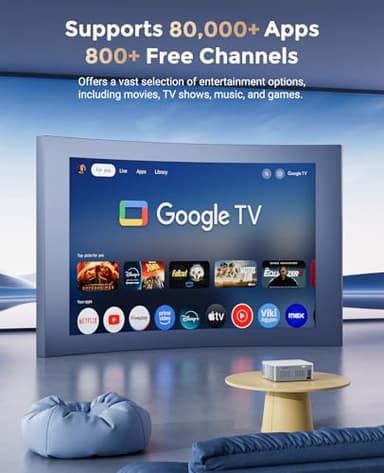 4K Support Android TV 10.0 Projector 5G WiFi Bluetooth Native 1080P, CIBEST Full-Sealed Optical Engine Home Movie FHD Projector with Netflix/Prime Video Built-in, 8000+ Apps, Autofocus, Stereo Sound - Image 6