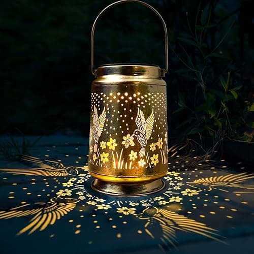 KY&BOSAM Solar Lanterns Outdoor Waterproof Hummingbird Garden Decor Birthday Gifts for Women Mom Grandma Hanging Solar Lights Outdoor Metal LED Lantern Outside for Yard Patio Backyard Porch Pathway - Image 1