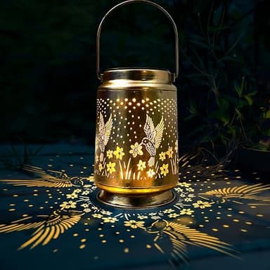 KY&BOSAM Solar Lanterns Outdoor Waterproof Hummingbird Garden Decor Birthday Gifts for Women Mom Grandma Hanging Solar Lights Outdoor Metal LED Lantern Outside for Yard Patio Backyard Porch Pathway - Image 1