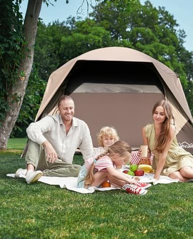 LOYEAHCAMP 4 Person Blackout Camping Tent, Easy Setup Waterproof Family Dome Tent for Camping with Rainfly, Portable Double Layer Large Family Tent for Outdoor Camping&Hiking - Image 6