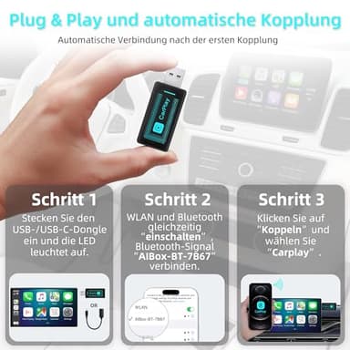 Pashlysh Wireless Carplay Adapter for iPhone, 2024 Upgrade, USB CarPlay Wireless Stick, Easy Plug and Play, Compatible with 2016 and Newer Cars and iPhone iOS 10+ - Image 6