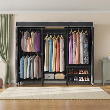 VIPEK V5C Heavy Duty Covered Clothes Rack Portable Closet Rack, Black Metal Clothing Rack with Black Upgarded Polyester Cover Cover, Adjustable Custom Freestanding Closet Wardrobe, Max Load 800LBS - Image 9