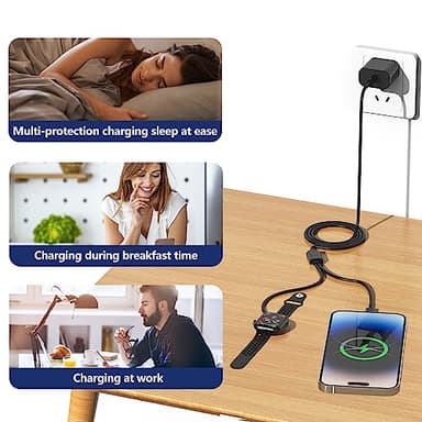 USB C Watch Charger for iPhone and Apple Watch,20W PD Magnetic Charging Cable 2 in 1 Portable Charging Cord Compatible with iWatch Series 8 7 6 SE 5 4 - Black - Image 7