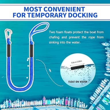 4FT Bungee Dock Lines for Boat | Single Hook Dock Rope | Ideal Boat Ropes for Kayak, Jet Ski & Pontoon (Blue) - Image 9