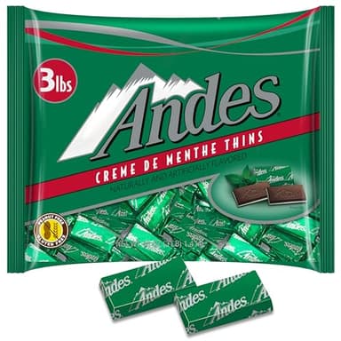 Andes Creme De Menthe Thin Mints - 3 Pounds of Bulk After Dinner Mints - Rectangular Chocolate Sandwich Mint Candies - 48 Oz Bag - Image 1