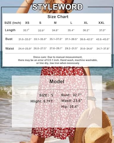 STYLEWORD 2025 Womens Summer V Neck Dresses Sun Spaghetti Strap Petite Sundress Casual Beach Hawaiian with Pocket(Floral46-412,M) - Image 7
