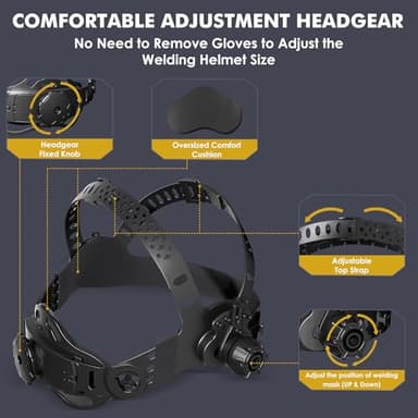 MIGVAN Welding Helmet Auto Darkening True Color Large Viewing, Welding Hood Solar/Rechargeable Battery Powered, Wide Shade 4/5-13 with 4 Arc Sensor, Optical Clarity Welder Mask for TIG MIG ARC Grind - Image 4