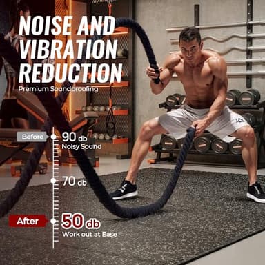 SUPERJARE 0.79'' Extra-Thick Exercise Equipment Mats, 12 Pcs 48 Sq Ft Rubber Top Floor Tiles with High Density EVA Foam, Interlocking Gym Flooring for Home Gym, Workout Mat, Black/Grey - Image 4