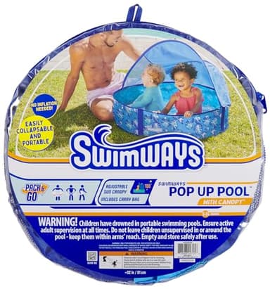 Swimways Elite Pop-Up Above Ground Pool, Baby Pool with Canopy & Carrying Case, Foldable Kiddie Pool for Ages 9-24 Months, Measures 32", Blue - Image 7