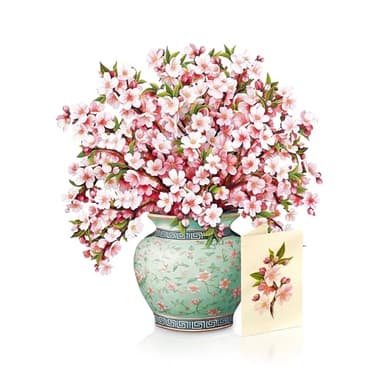 Freshcut Paper Pop Up Cards, Japanese Cherry Blossoms, 12 Inch Life Sized Forever Flower Bouquet 3D Popup Greeting Card, Birthday Cards, Valentine's Day Card, Blank Notecard & Envelope - Image 7