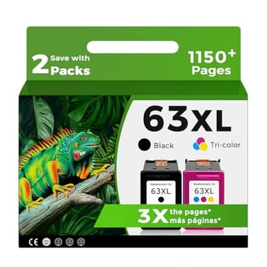 Relcolor 63XL Ink Cartridges Replacement for HP 63 XL Black Color Combo Pack for HP63 HP63XL for 4650 3830 5255 4520 5258 3630 4652 4655 5200 4512 3632 5252 2132 1112 3631 2130 4510 3634 3833 Printer - Image 1