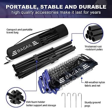 BAGAIL Badminton Net, Height Adjustable Kids Volleyball Net, Foldable Nylon Net 10 ft/14ft/17ft Wide, Tennis Net, Small Pickleball Net for Backyard Game and Indoor Outdoor Use, Easy Setup - Image 4