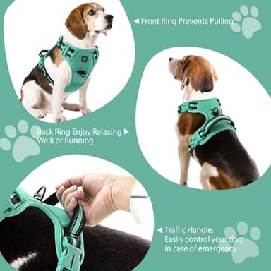 No Pull Dog Harness Release on Neck Reflective Adjustable No Choke Pet Vest with Front & Back 2 Leash Attachments Soft Control Training Handle for Small Medium Large Dogs - Image 3